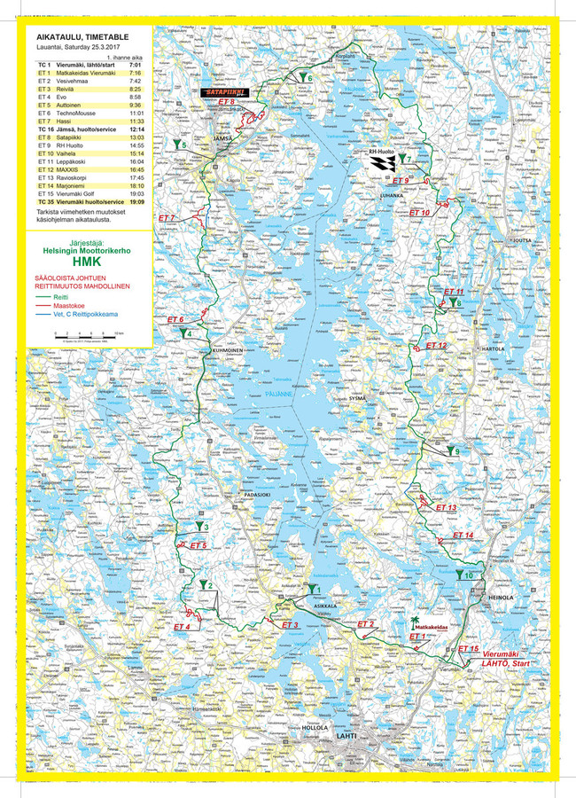 Paijanneajo 2017 Kartta pohjoinen